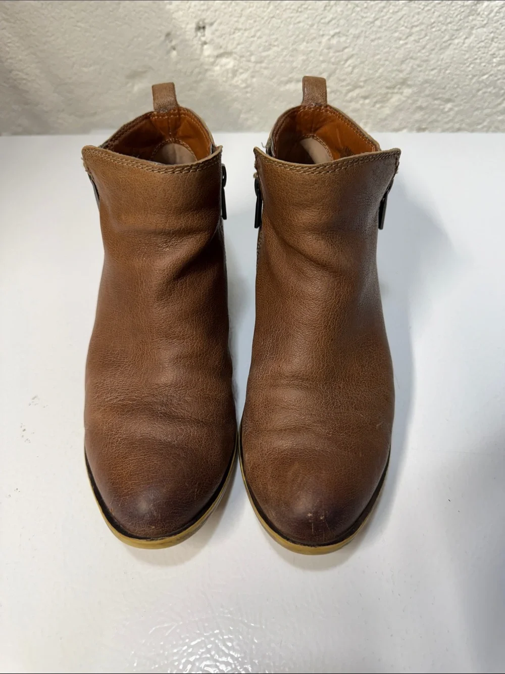 Women’s Lucky Brand Brown Leather Side-Zip Ankle Boots
